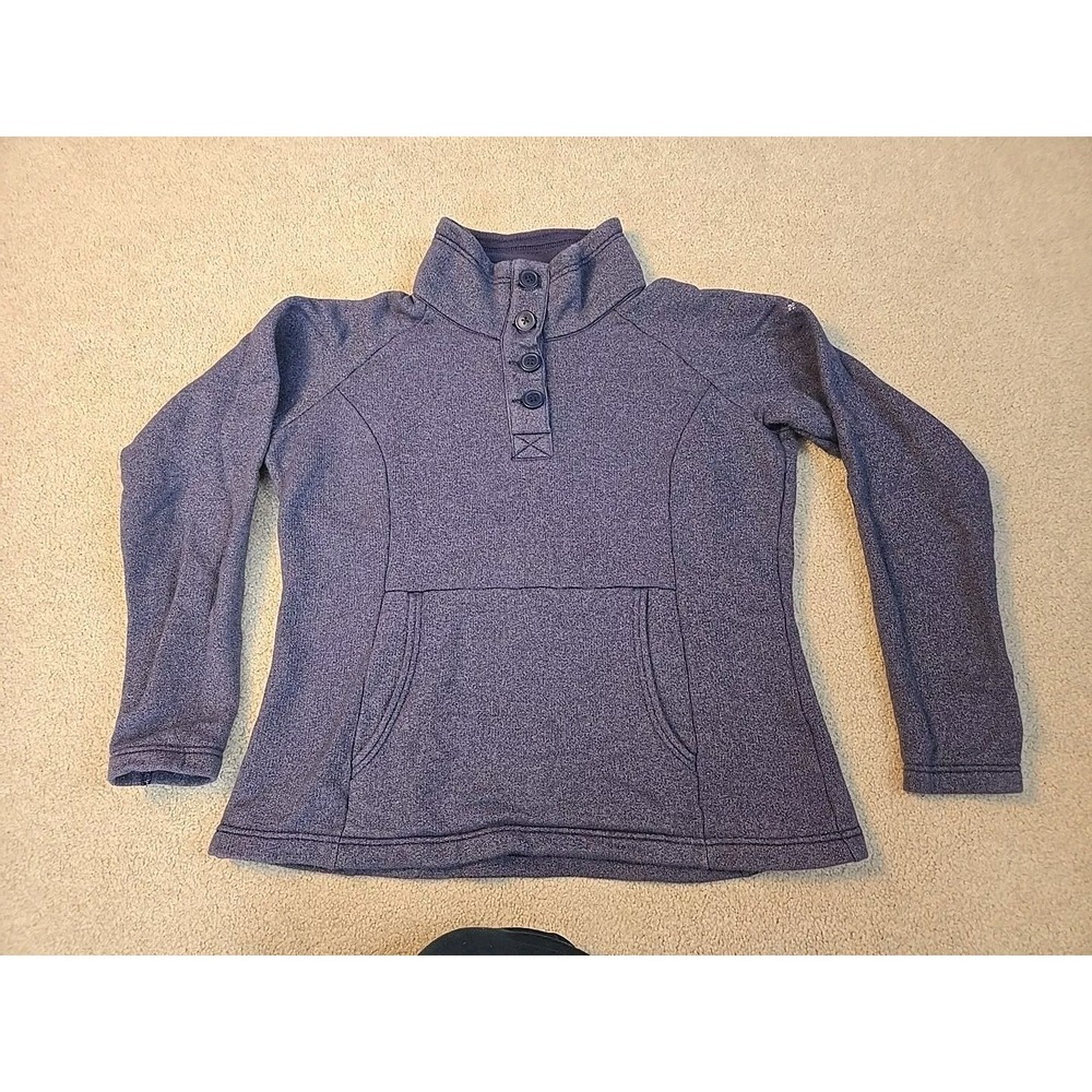 Columbia Womens Sweatshirt Long Sleeve Mock Neck Kangaroo Pockets Blue‎ Size L